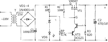 場效管直流穩壓電路圖