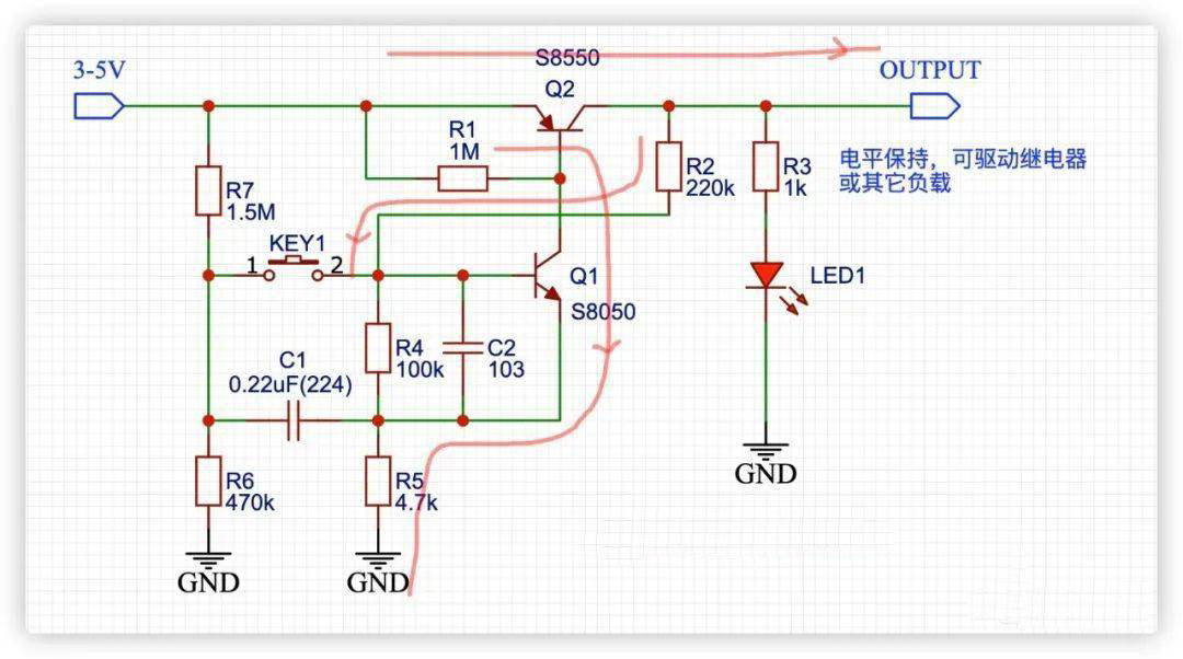 按鍵電平保持電路