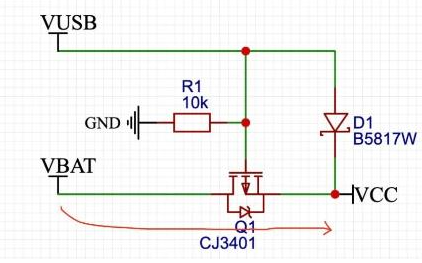 USB外接電源 鋰電池自動切換電路